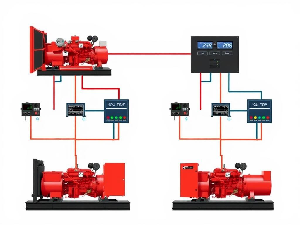 Real examples of connecting diesel generator units with automatic transfer switch control.фото